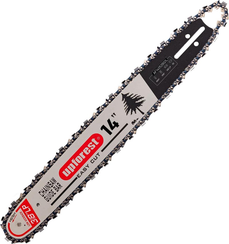 UPFOREST 14" Chainsaw Bar and Chainsaw Chain Combo,pitch: 3/8 "LP,.050" Gauge,52 drive links Tail mount: A041 Fits CRAFTSMAN CMECS614, Husqvarna 120, Echo CS-310, Ryobi RY3714 (AF14052BQ1L-91MOP) - Image 2